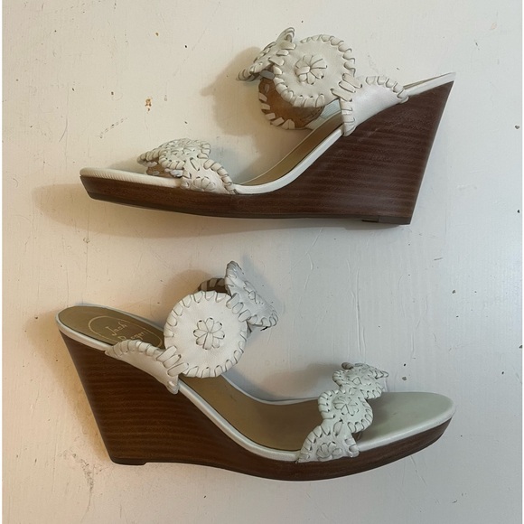 Jack Rogers Luccia White Wedge Sandals - Size 8 - Picture 6 of 9